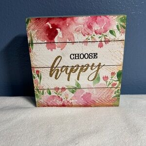 Floral 'Choose Happy' Wall Art Decor